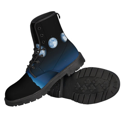 Night Sky and Moon Phase Leather Boots: Step Into the Hippie Lifestyle - 2