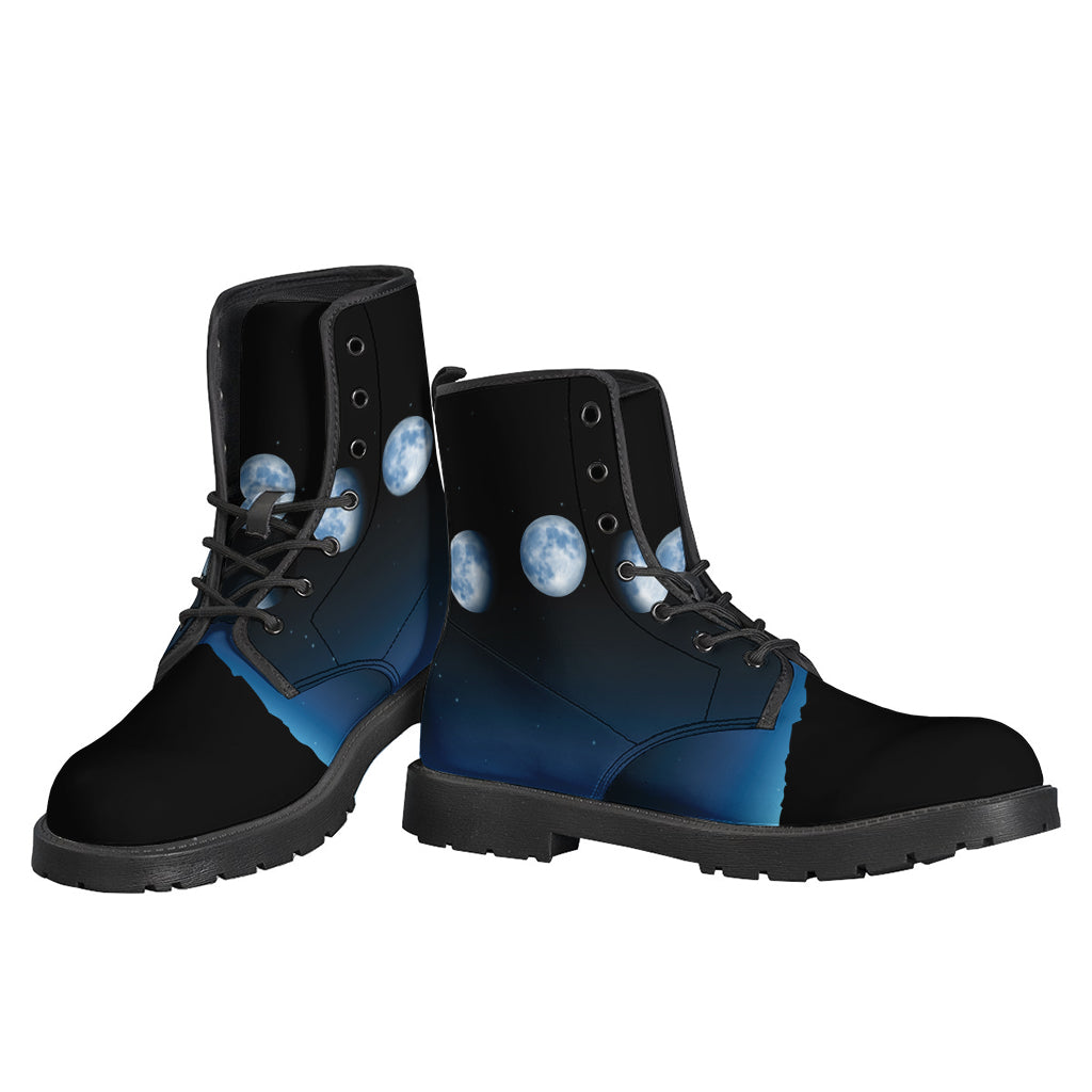 Night Sky and Moon Phase Leather Boots: Step Into the Hippie Lifestyle - 3