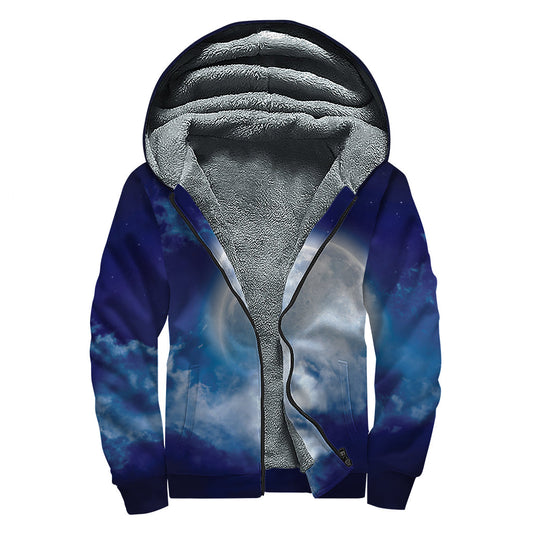 Night Sky Boho Chic Sherpa Lined Zip Up Hoodie for Hippies - 1