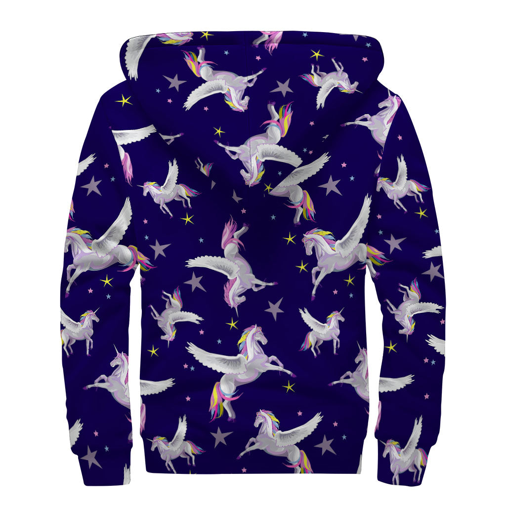 Night-Winged Unicorn Sherpa Lined Zip Up Hoodie: Embrace the Hippie Style - 2