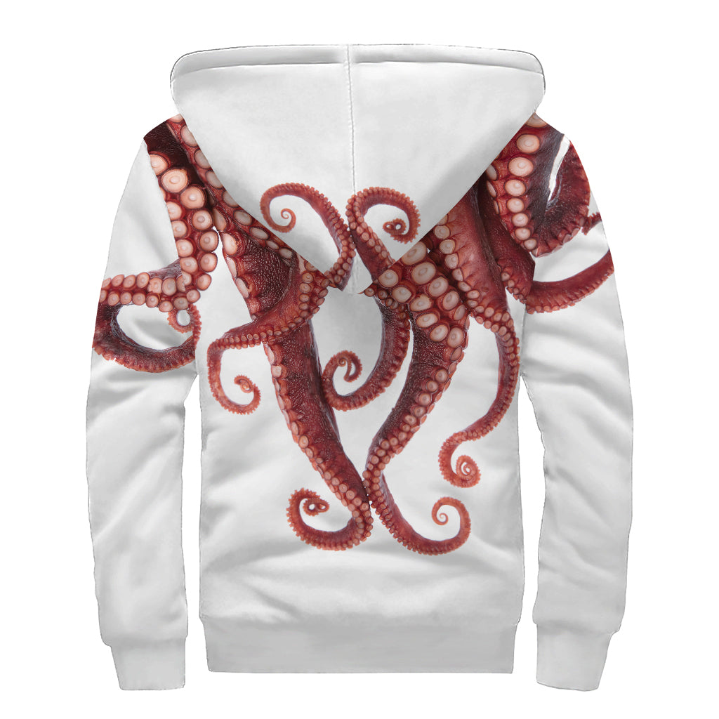 Octopus Tentacles Print Sherpa Lined Zip Up Hoodie: Embracing Hippie Style - 2