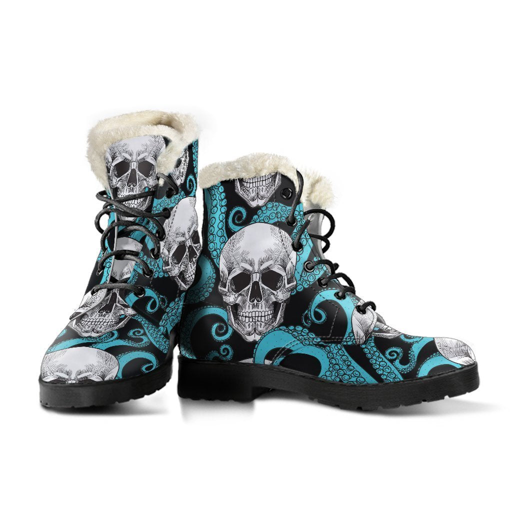 Psychedelic Octopus Tentacles Faux Fur Leather Boots for the Free Spirited Hippie - 3