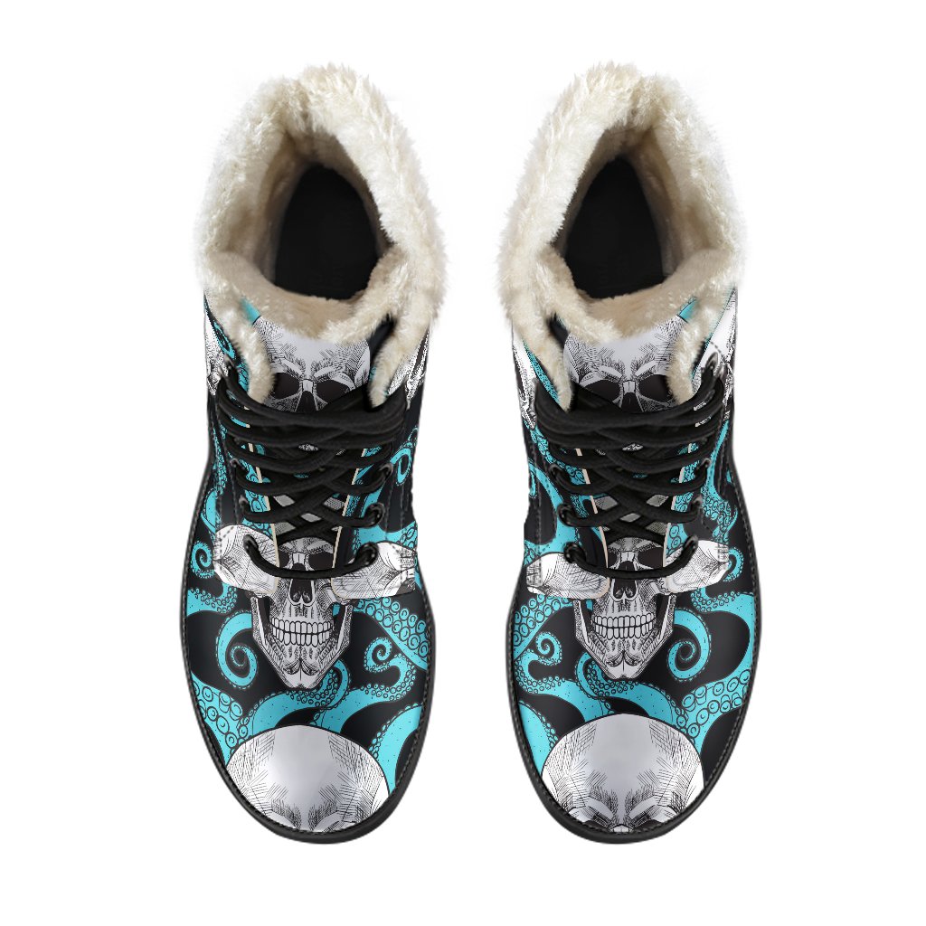 Psychedelic Octopus Tentacles Faux Fur Leather Boots for the Free Spirited Hippie - 4