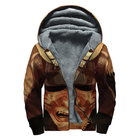 Zen Samurai Hoodie: Sherpa-Lined Style for Modern Hippies - 1