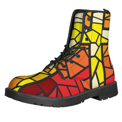 Groovy and Unique Stained Glass Cross Leather Boots for the Free-Spirited Hippies - 1