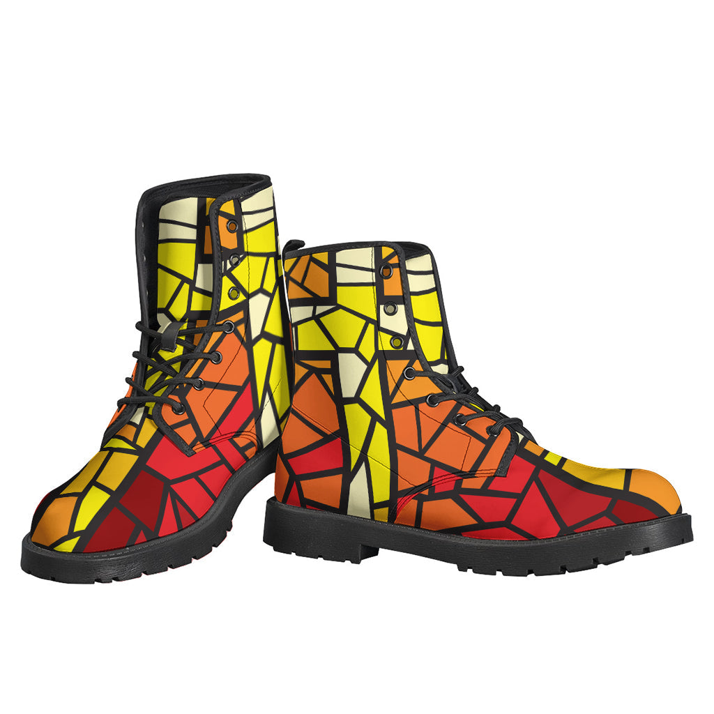 Groovy and Unique Stained Glass Cross Leather Boots for the Free-Spirited Hippies - 3