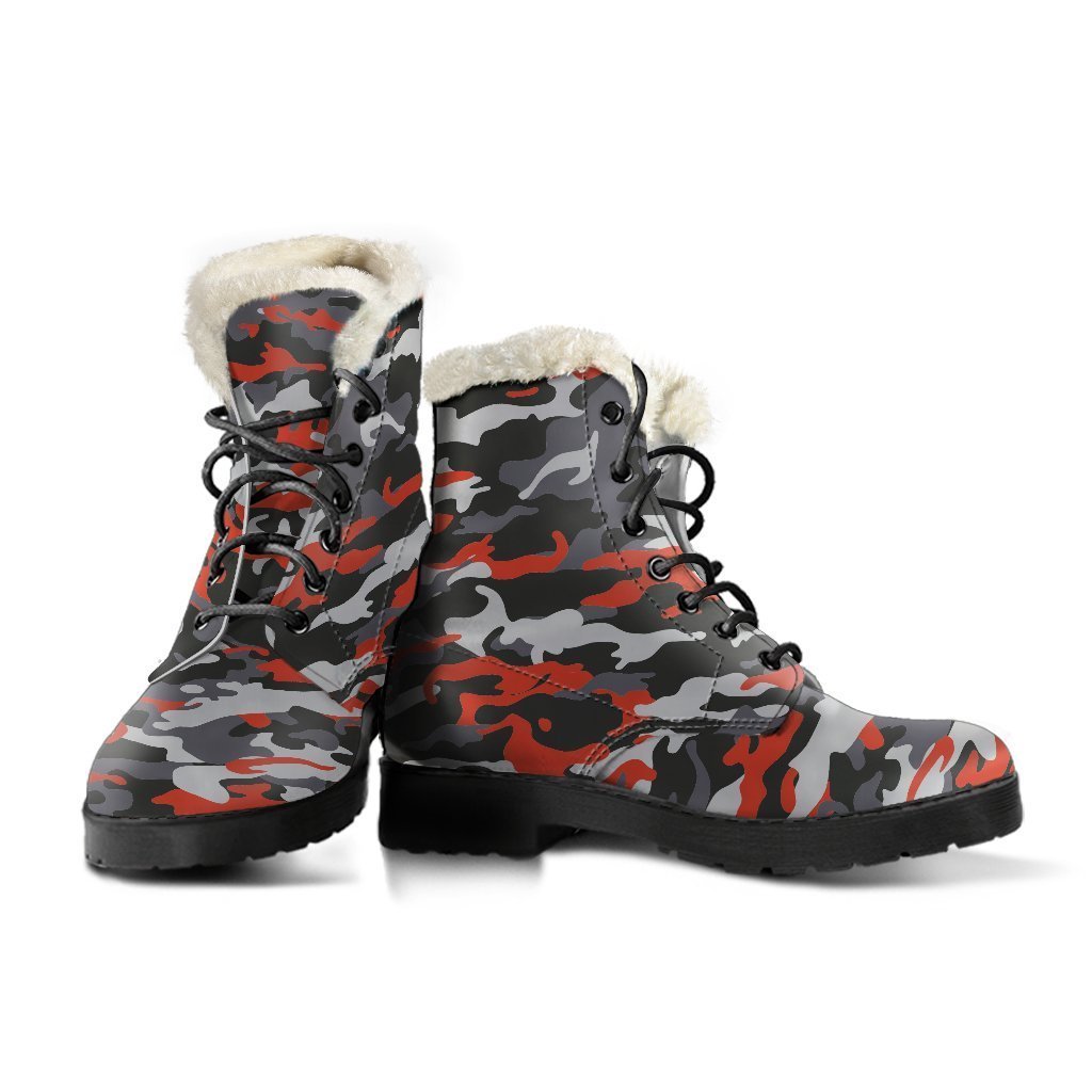 Step Out in Style: Groovy Camo Print Faux Fur Leather Boots for the Free-Spirited Hippie - 3