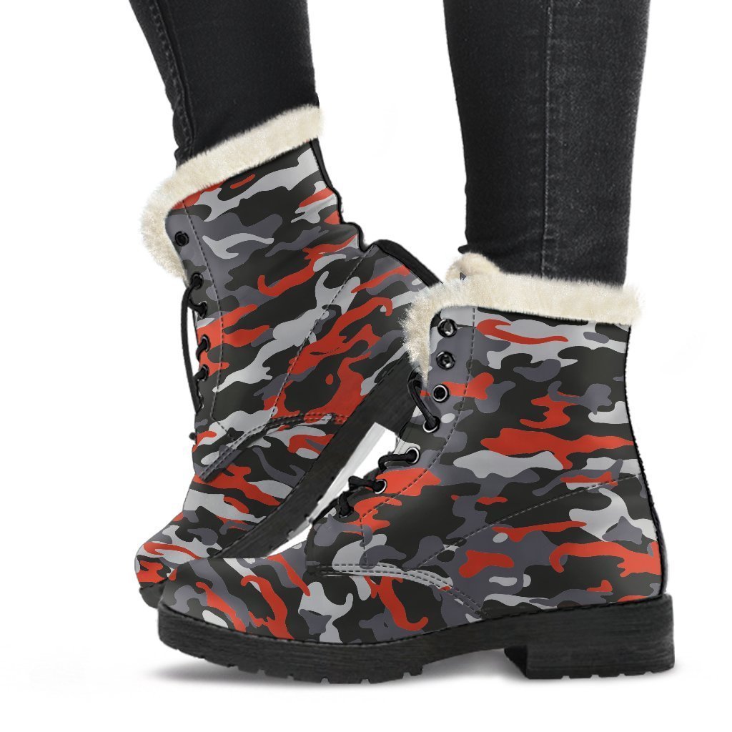 Step Out in Style: Groovy Camo Print Faux Fur Leather Boots for the Free-Spirited Hippie - 1