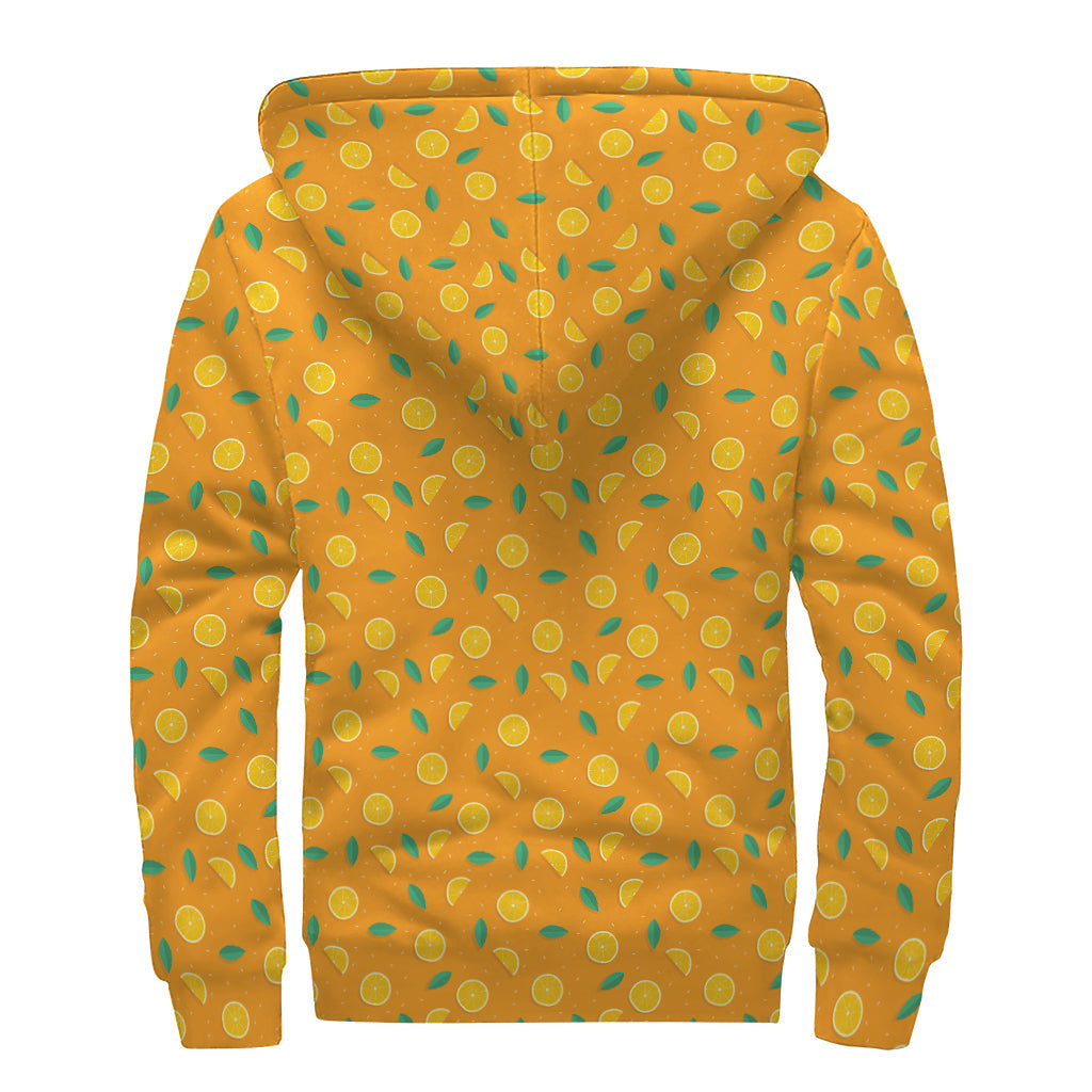 Orange Fruit Slices Pattern Sherpa Lined Zip Up Hoodie - 2