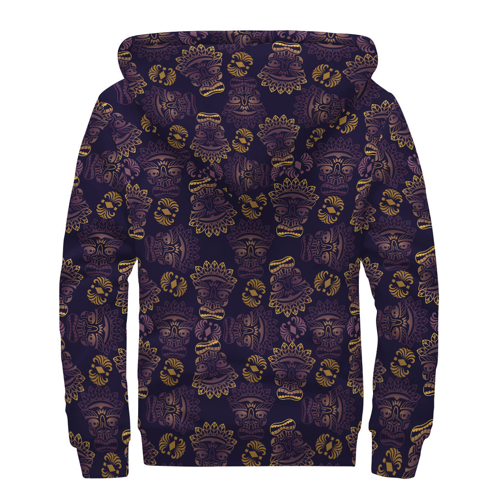 Ornament Tiki Mask Sherpa: Embrace the Hippie Vibe with this Stylish Zip Up Hoodie - 2