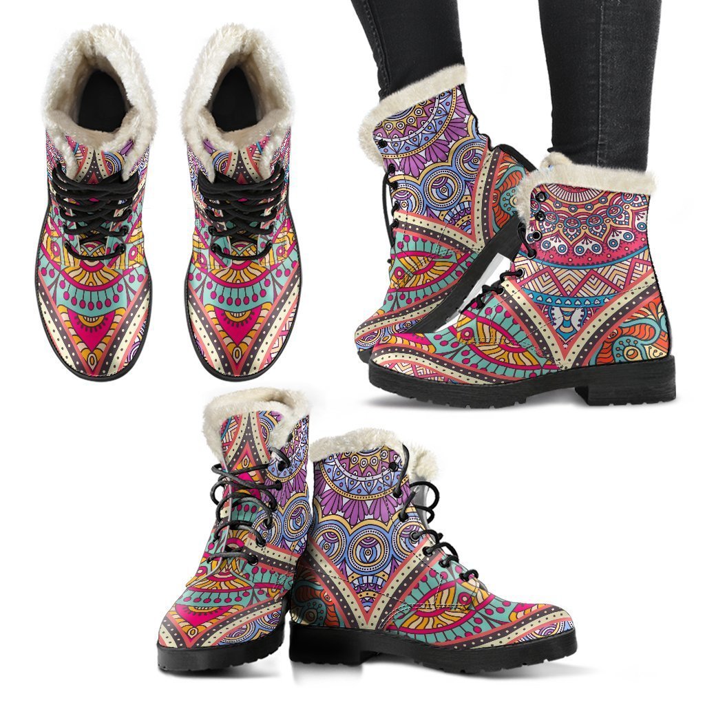 Boho Chic: Faux Fur Leather Boots for the Free-Spirited Hippie Soul - 2