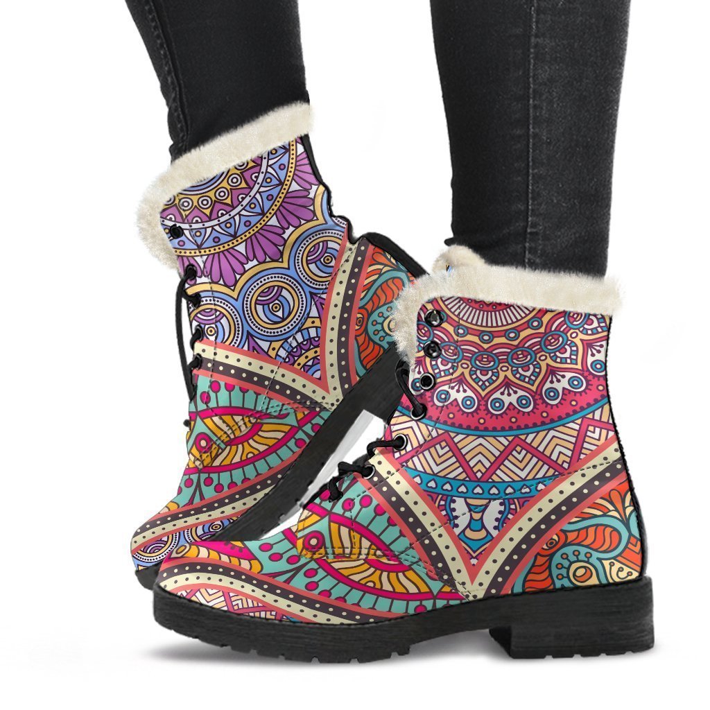 Boho Chic: Faux Fur Leather Boots for the Free-Spirited Hippie Soul - 1