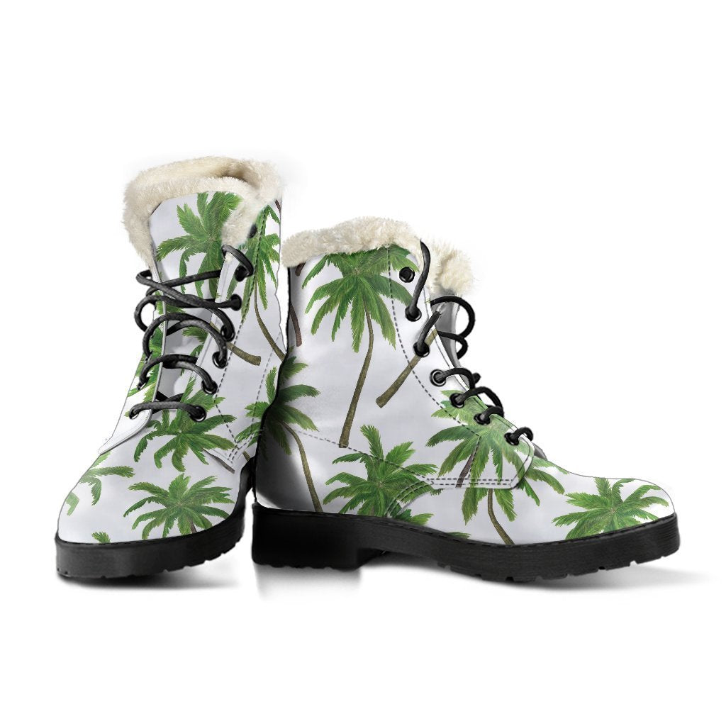 Groovy Palm Tree Pattern Faux Fur Leather Boots for Trendy Hippies - 3