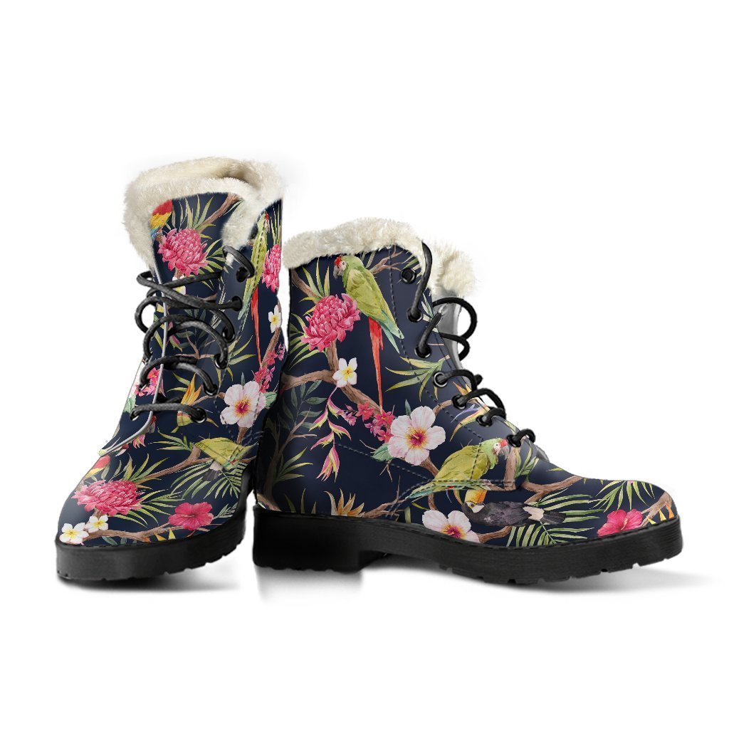 Tropical Paradise Faux Fur Leather Boots for Groovy Hippies - 3