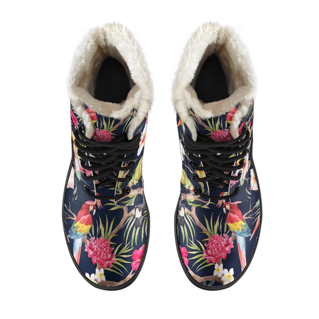 Tropical Paradise Faux Fur Leather Boots for Groovy Hippies - 4