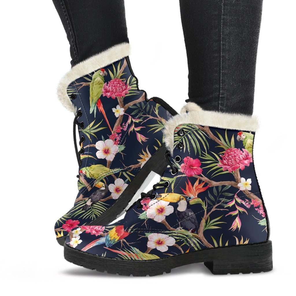 Tropical Paradise Faux Fur Leather Boots for Groovy Hippies - 1