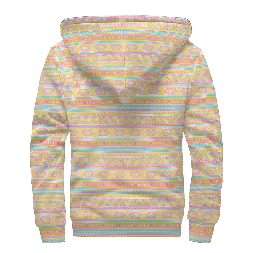 Pastel Aztec Sherpa Style: Embrace the Hippie Vibe with this Sherpa Lined Zip Up Hoodie - 2