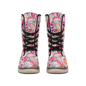 Emerald Blossoms - Pastel Bohemian Floral Pattern Print Winter Boots For Hippie