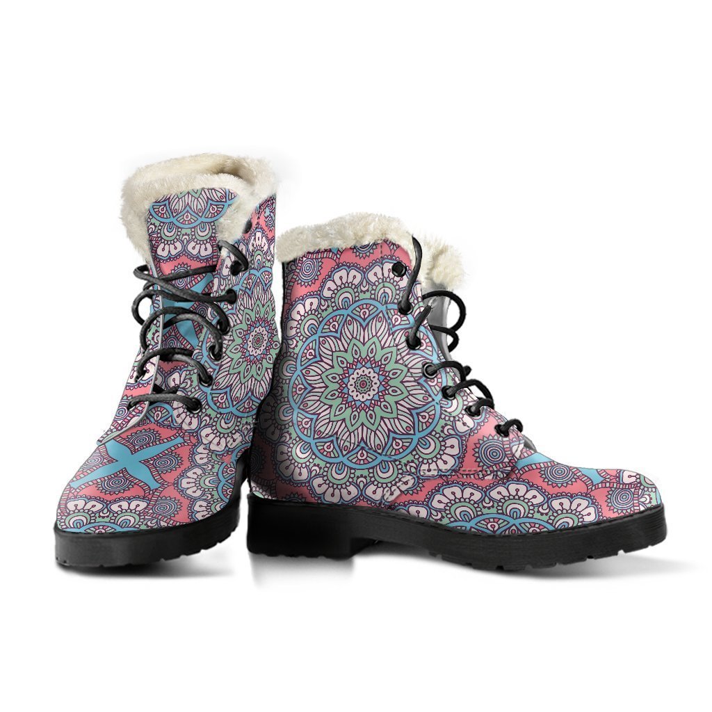 Mandala Bohemian Dreams: Faux Fur Leather Boots for the Hippie at Heart - 3