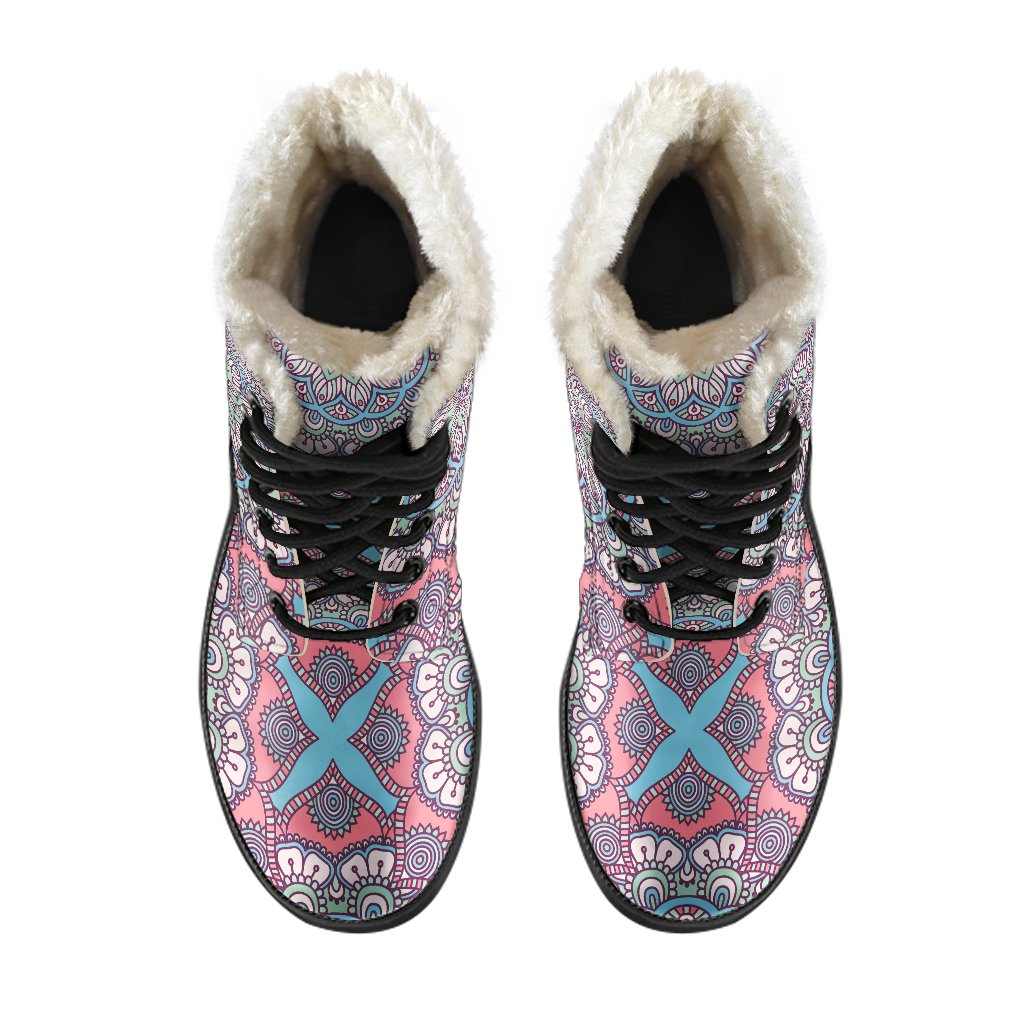 Mandala Bohemian Dreams: Faux Fur Leather Boots for the Hippie at Heart - 4