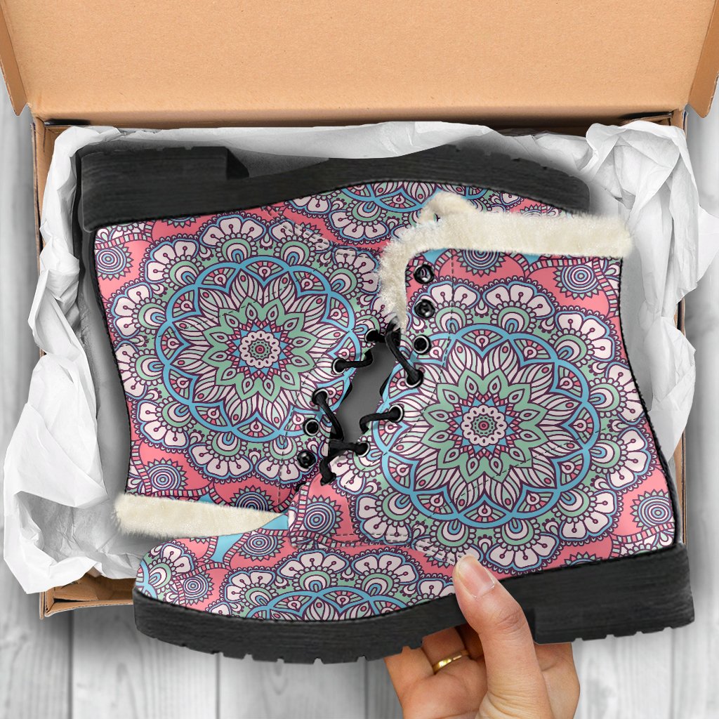 Mandala Bohemian Dreams: Faux Fur Leather Boots for the Hippie at Heart - 5