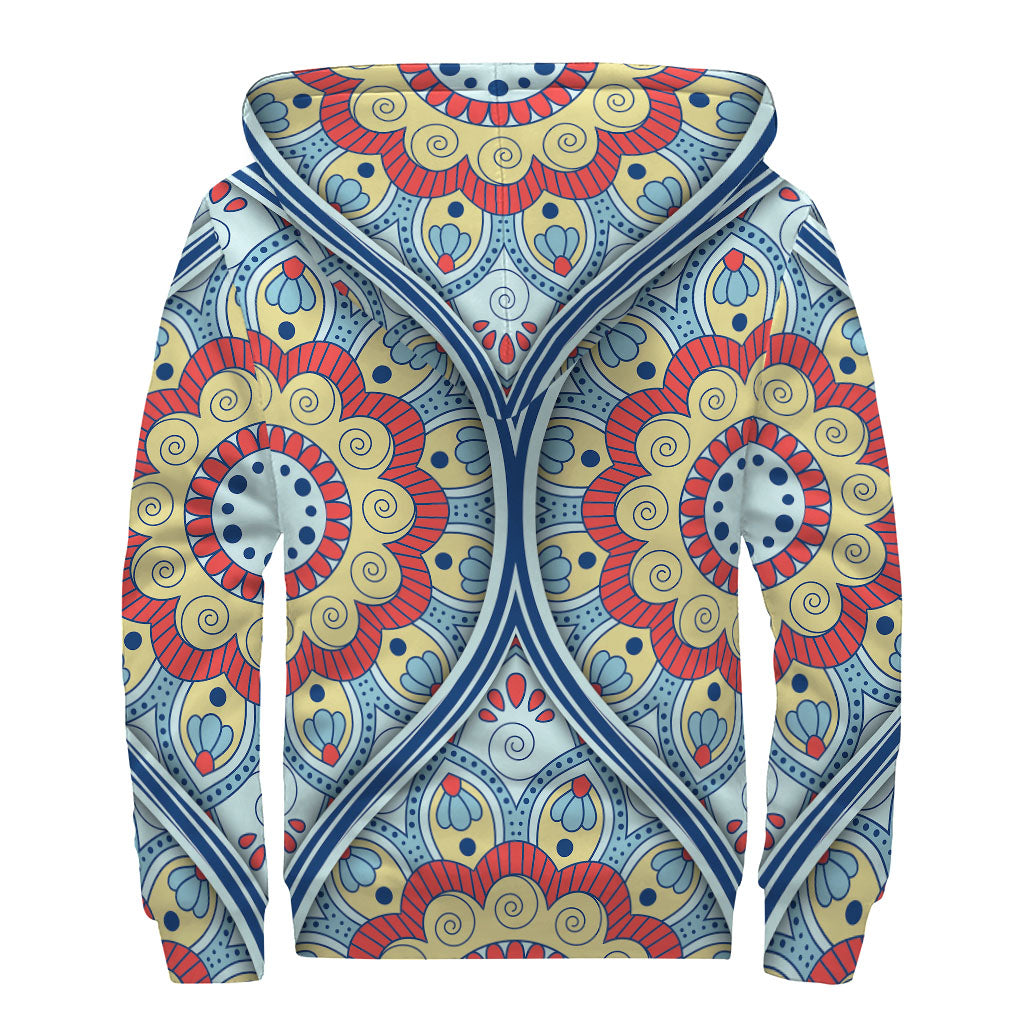 Bohemian Dream Sherpa Hoodie: Pastel Ornament Mandala Print - 2