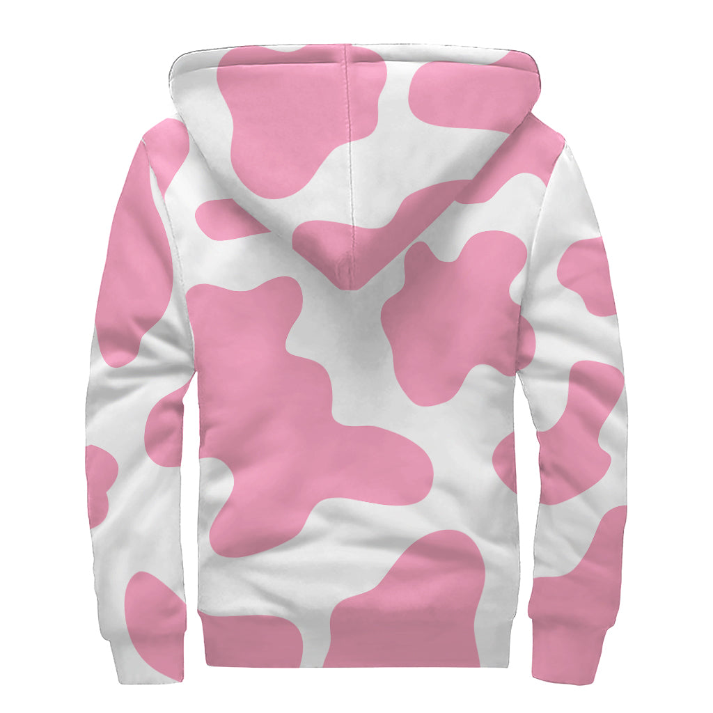 Groovy Cow Print Sherpa Lined Zip Up Hoodie for the Free-Spirited Hippie - 2