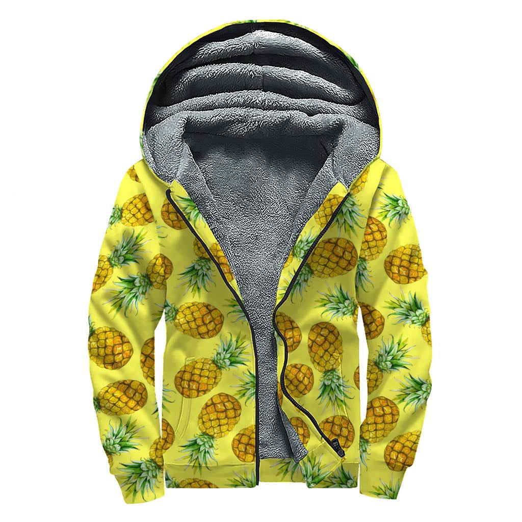 Groovy Pineapple Sherpa Lined Zip Up Hoodie for Hippies - 1