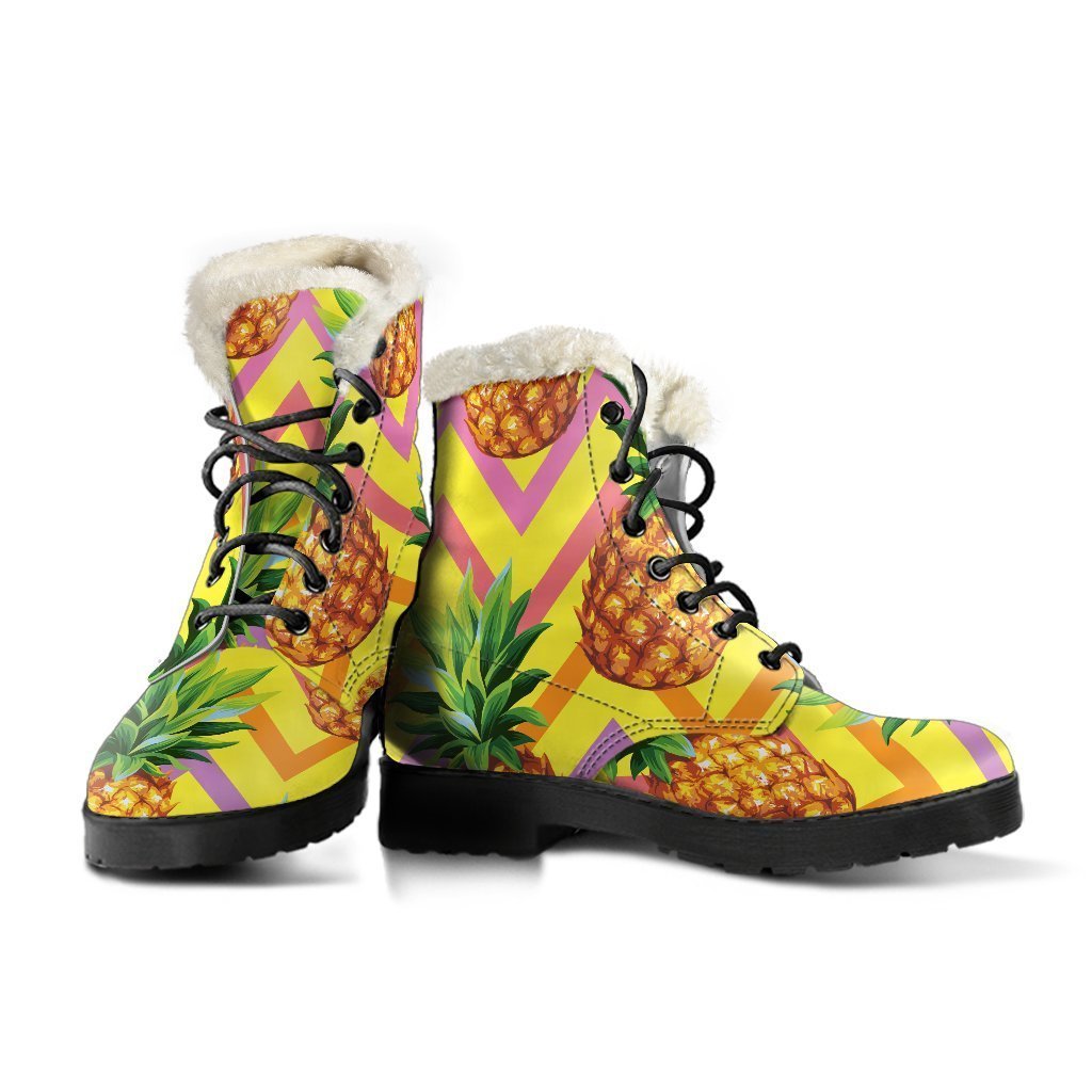 Groovy Zig-Zag Pineapple Faux Fur Leather Boots for Modern Hippies - 3