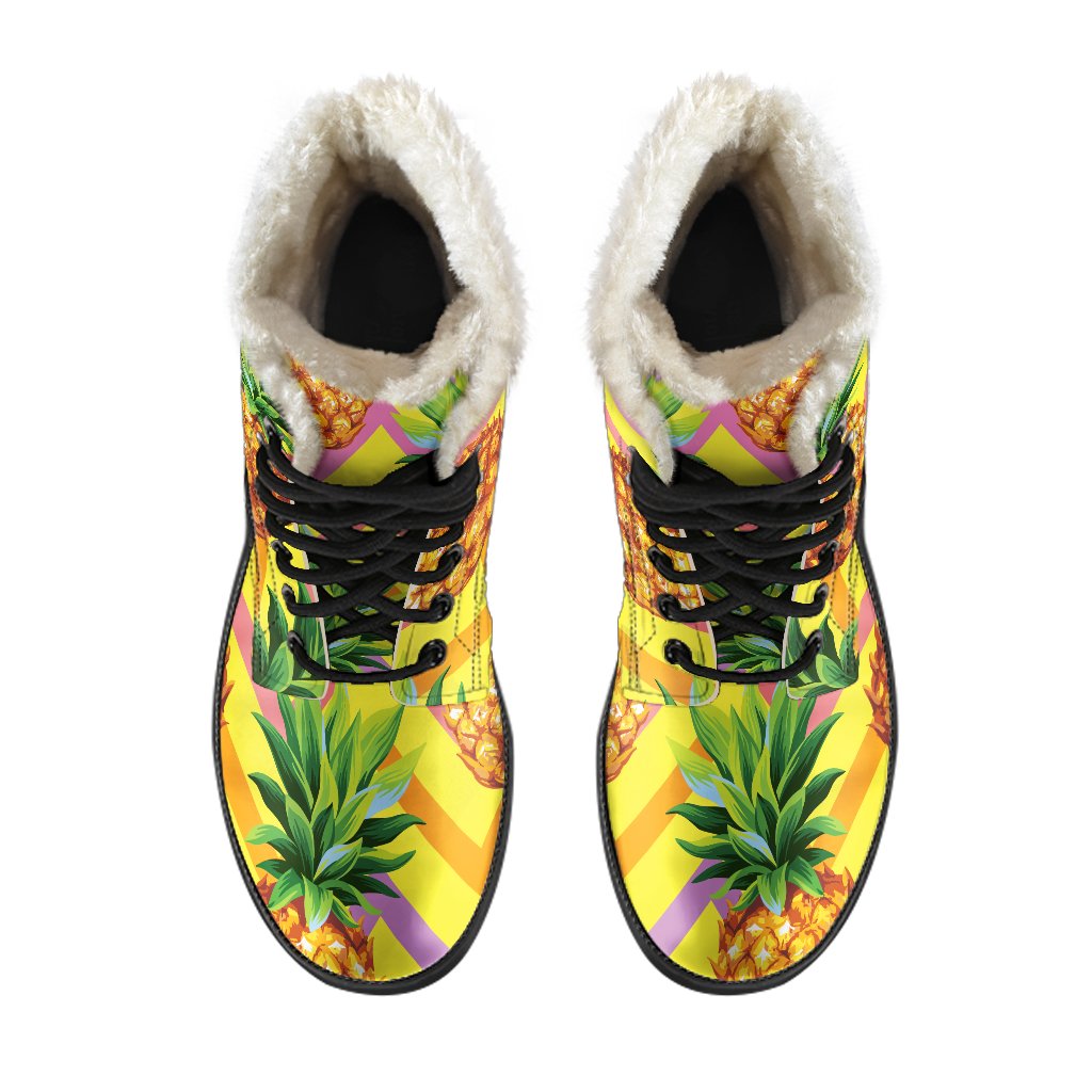 Groovy Zig-Zag Pineapple Faux Fur Leather Boots for Modern Hippies - 4