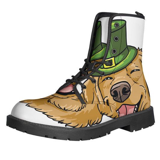 Groovy Golden Retriever Leather Lightweight Boots for Free-Spirited Hippies - 1