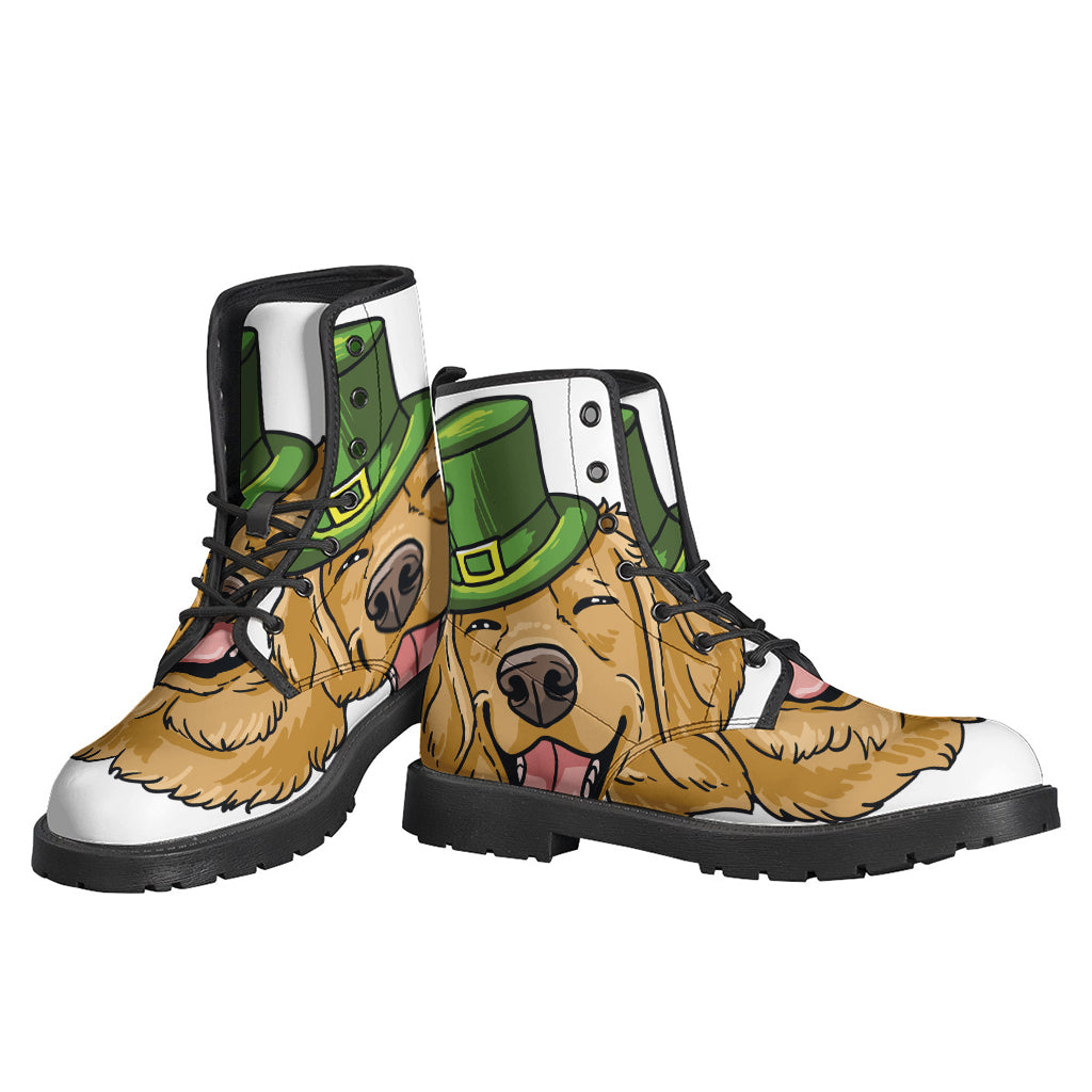 Groovy Golden Retriever Leather Lightweight Boots for Free-Spirited Hippies - 3