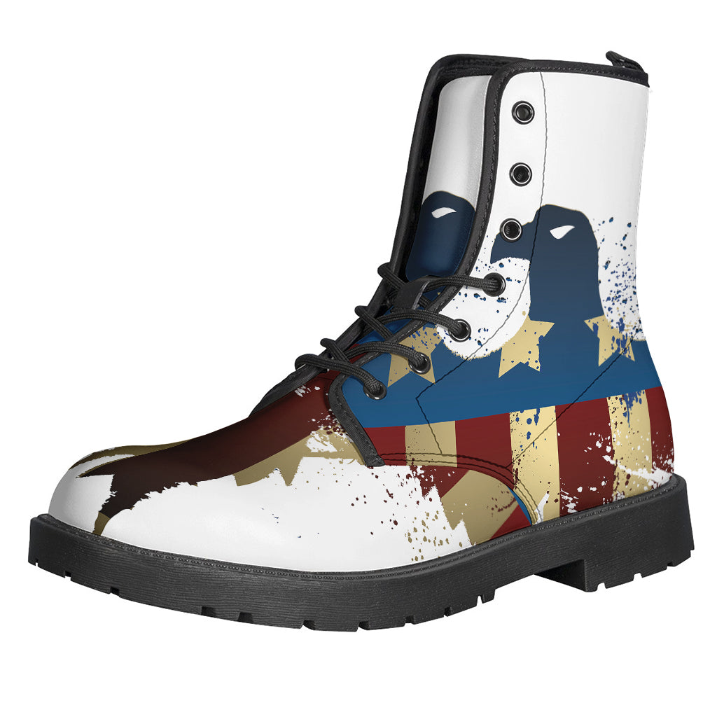 Groovy American Eagle Print Leather Boots for the Free-Spirited Hippie - 1