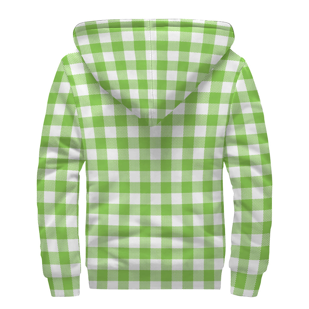 Groovy Green Gingham Sherpa Lined Hoodie for Chic Hippies - 2