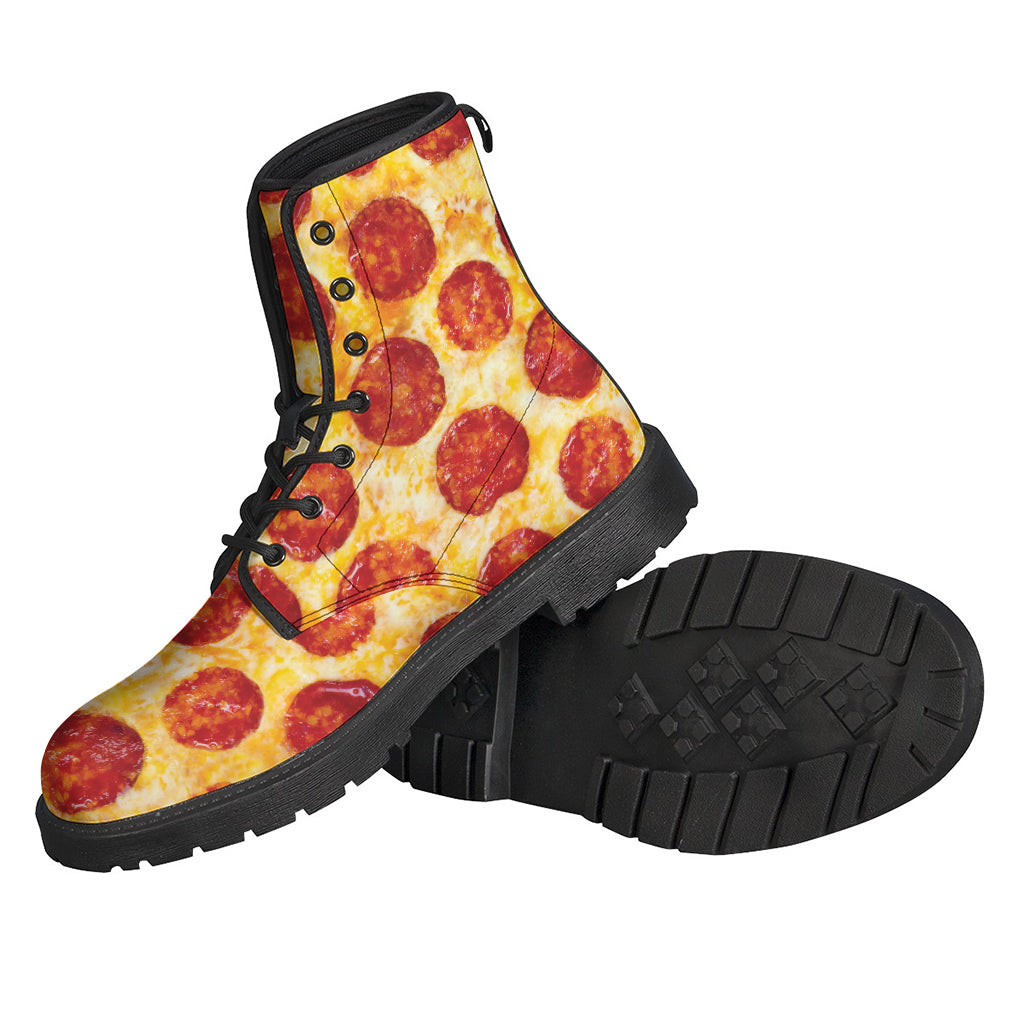 Peace, Love, and Pizza Print Leather Boots for Hippies - 2