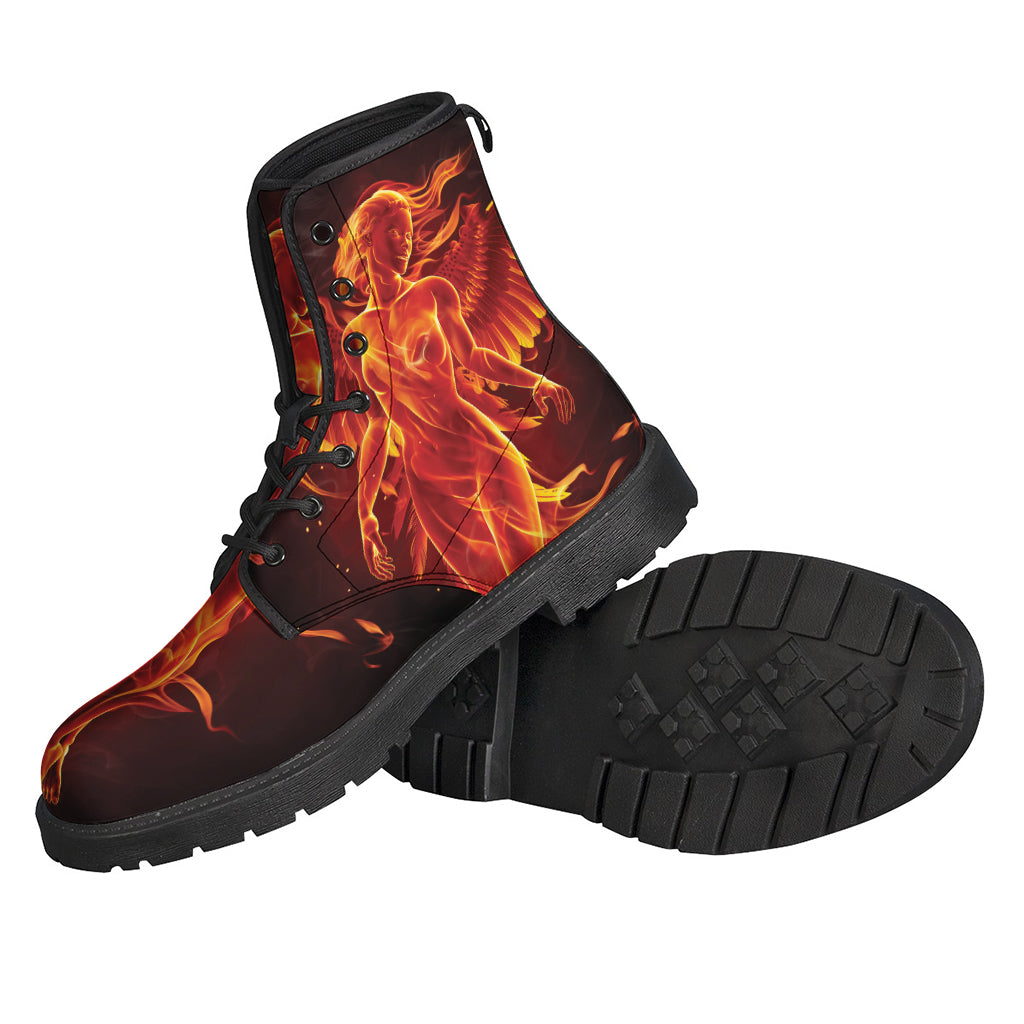 Phoenix Angel Print Leather Boots: The Ultimate Hippie Footwear - 2