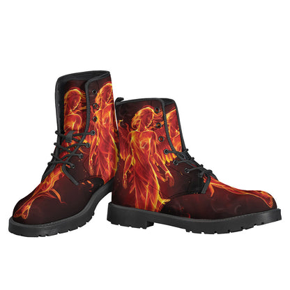 Phoenix Angel Print Leather Boots: The Ultimate Hippie Footwear - 3