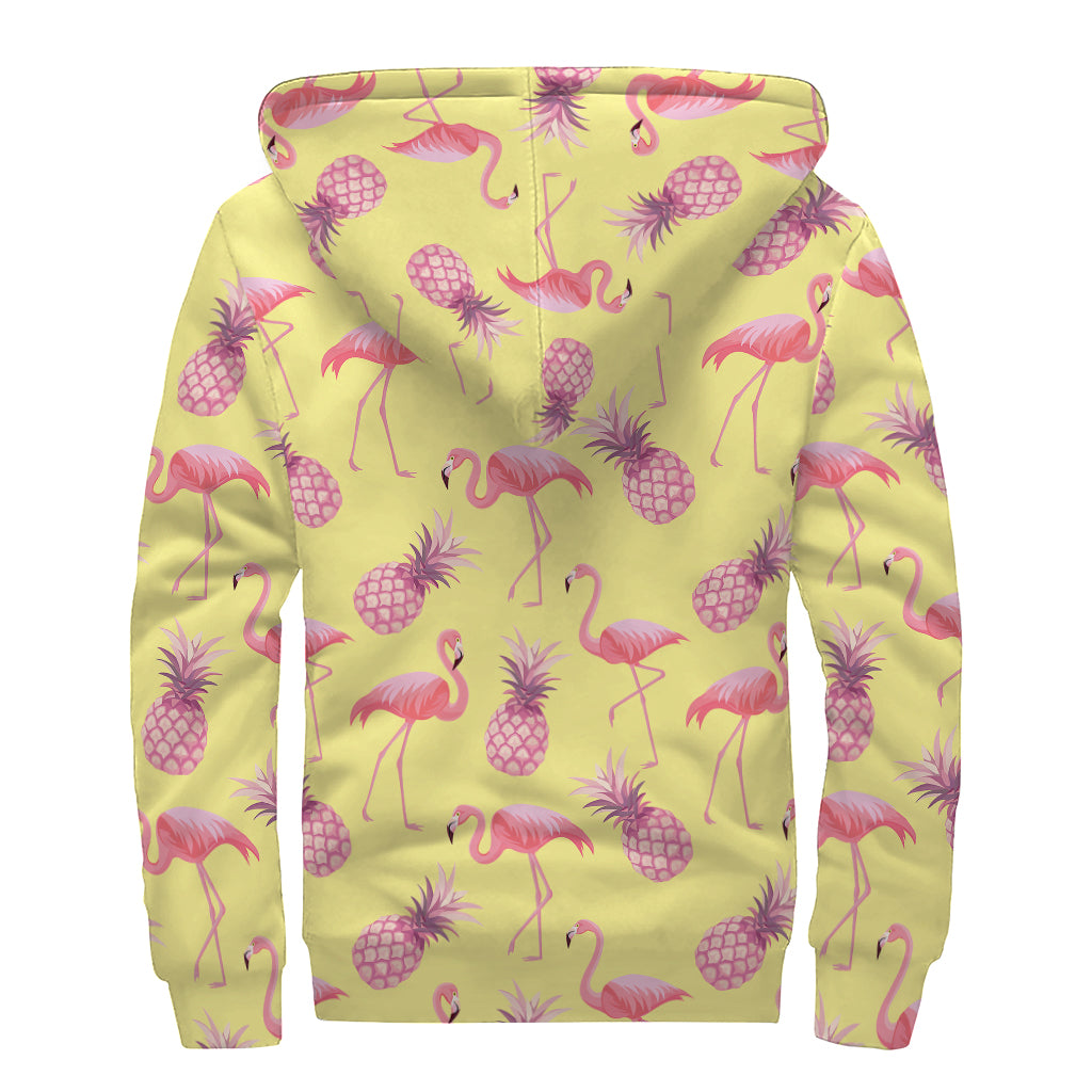 Pineapple and Flamingo Sherpa Lined Zip Up Hoodie - Stay Cozy in Hippie Style - 2