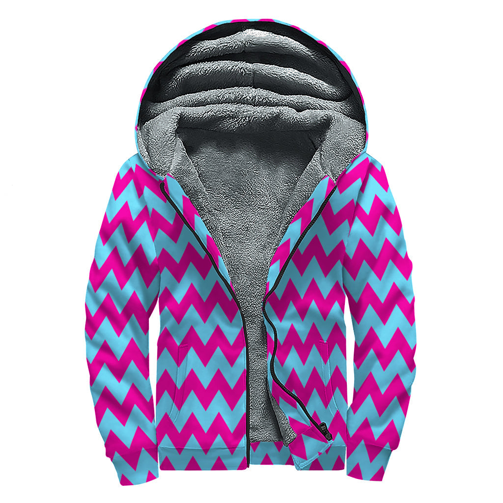 Dreamy Chevron Pattern Hippie Sherpa Lined Hoodie - 1