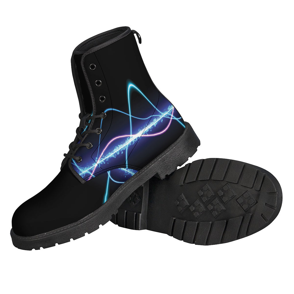 Groovy Pink and Teal Sound Wave Leather Boots for Hippies - 2
