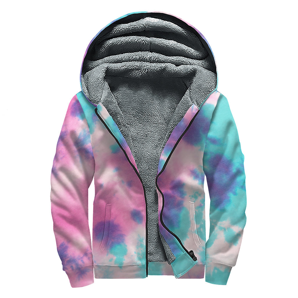 Pink and Teal Tie Dye Sherpa Hoodie: Embrace Your Inner Hippie Style - 1