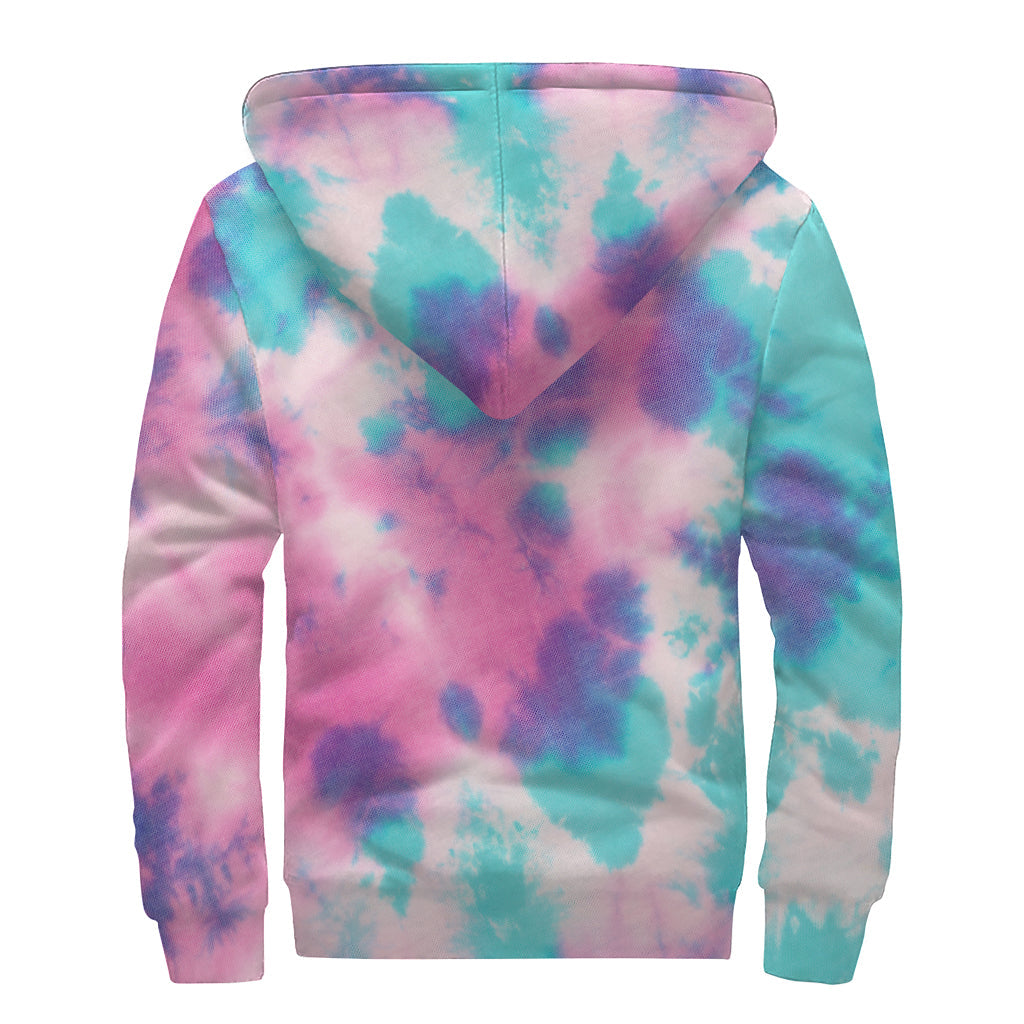 Pink and Teal Tie Dye Sherpa Hoodie: Embrace Your Inner Hippie Style - 2