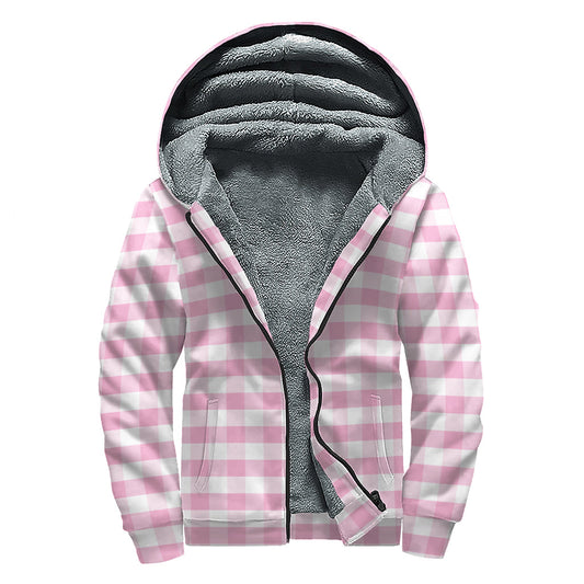 Pink Gingham Paradise: Stay Cozy in Style with our Sherpa Lined Zip Up Hoodie! - 1