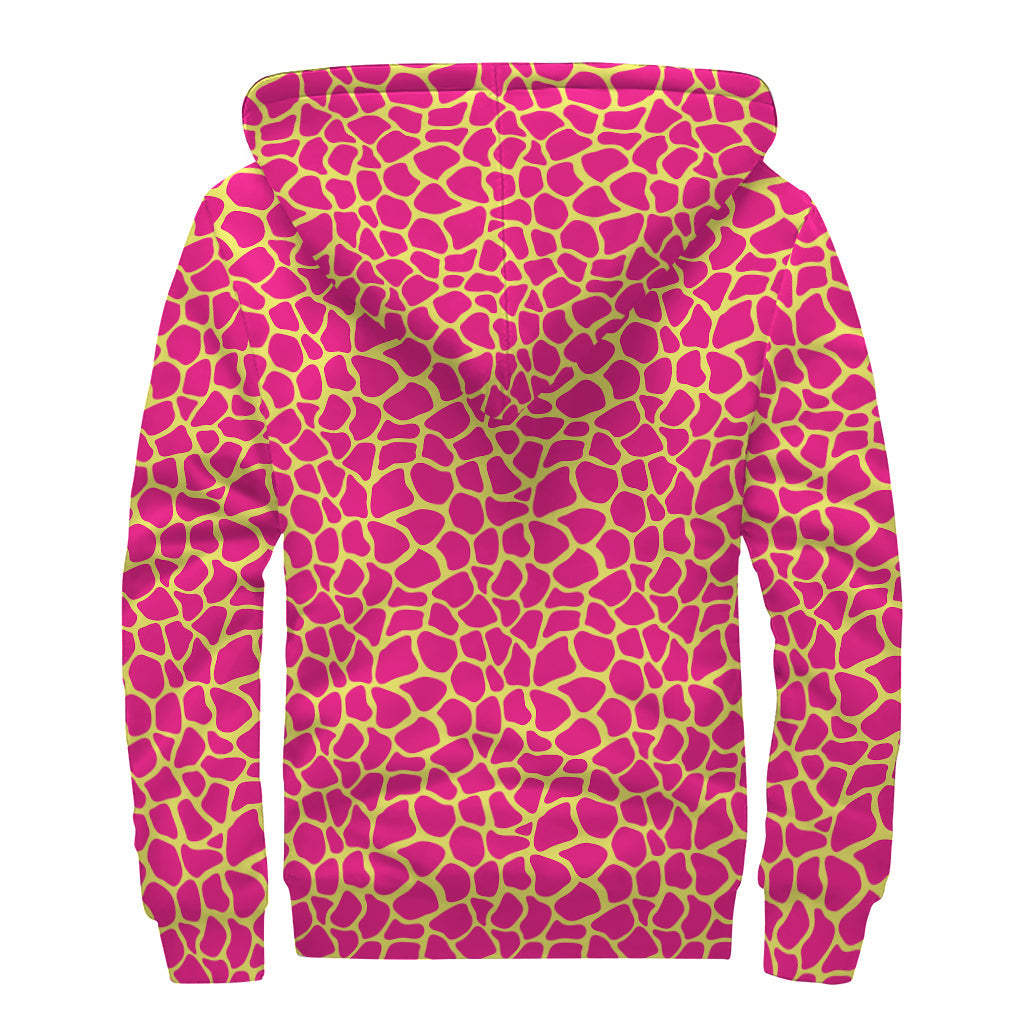 Colorful Giraffe Pattern Sherpa Lined Zip Up Hoodie for Hippie Souls - 2