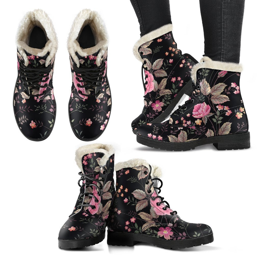 Groovy Floral Faux Fur Leather Boots for the Hippie Soul - 2