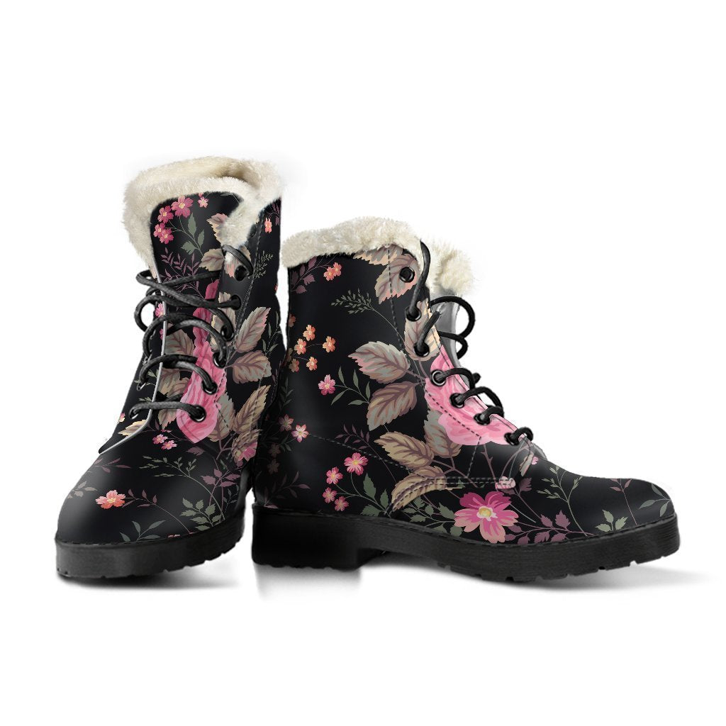 Groovy Floral Faux Fur Leather Boots for the Hippie Soul - 3