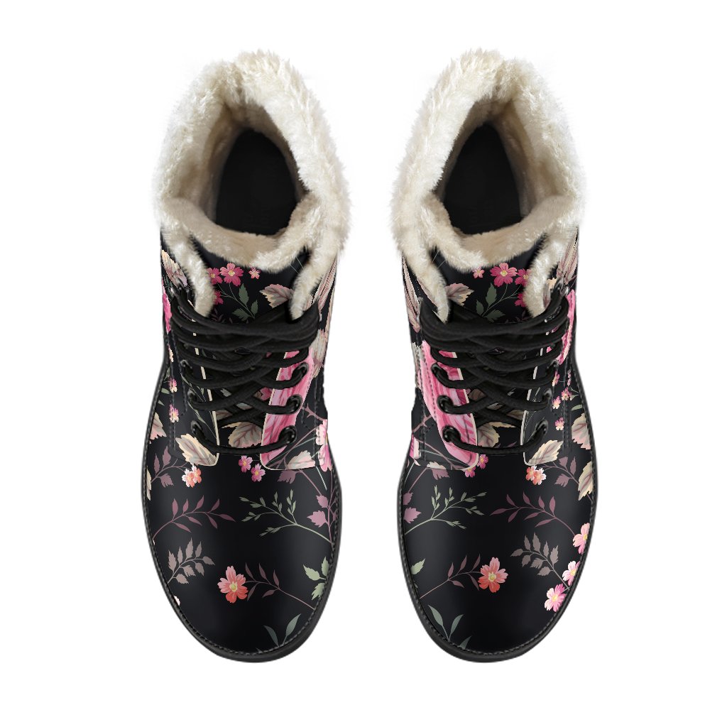 Groovy Floral Faux Fur Leather Boots for the Hippie Soul - 4