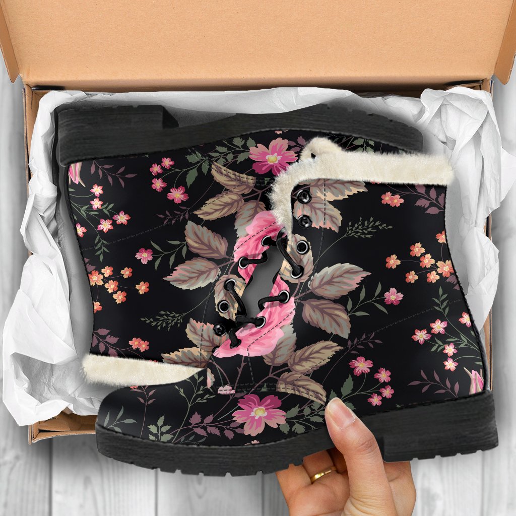 Groovy Floral Faux Fur Leather Boots for the Hippie Soul - 5