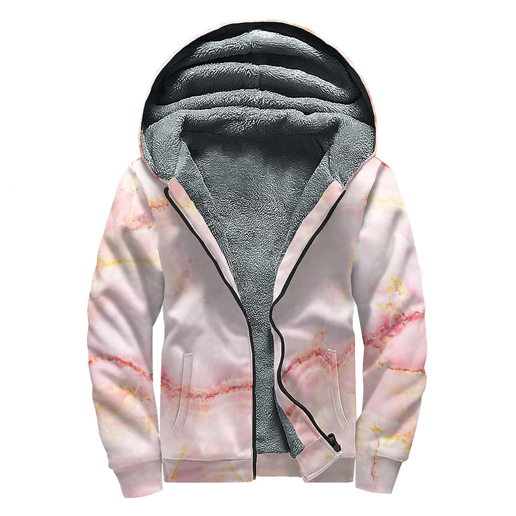 Groovy Pink Marble Sherpa Lined Zip Up Hoodie for the Ultimate Hippie Style - 1