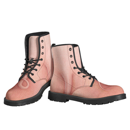 Groovy Pink Pig-Tail Print Leather Boots for the Free Spirited Hippie - 3